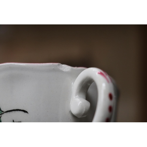 177 - French faience set of six cups and saucers, along with a Spode coffee pot, approx 19cm H and shorter