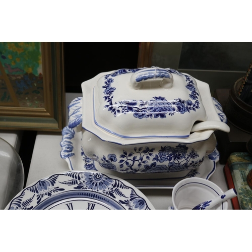 184 - Selection of Dutch Delft ware, to include Quartz wall clock plate, basket, molds, etc, approx 26cm D... 