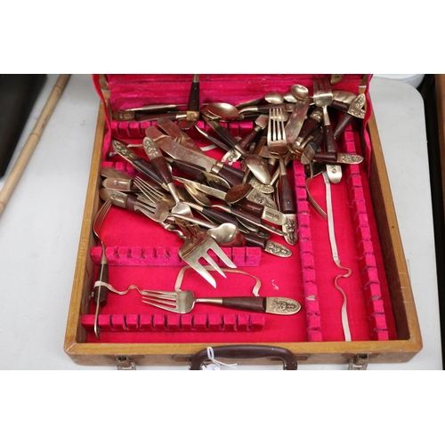 207 - Thai cutlery in wooden display box