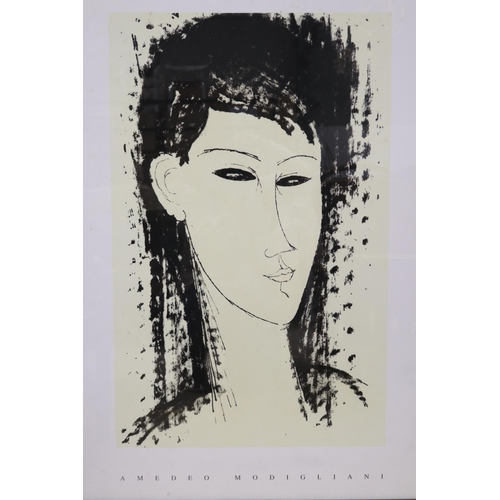 546 - Framed Amedeo Modigliani print, approx 98cm x 65cm