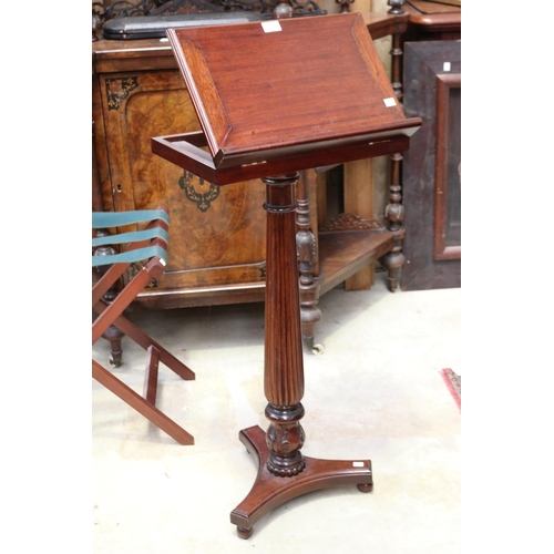 608 - Antique style carved turned fluted lectern or book-stand, approx 90 cm high x 45 cm wide