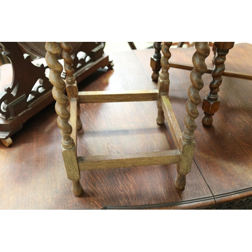 627 - Vintage oak shaped top occasional table, barley twist legs, height approx  73 x 56 cm dia