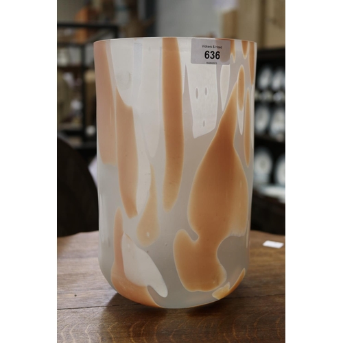 636 - Modern art glass cylinder vase , approx 25.5 cm high