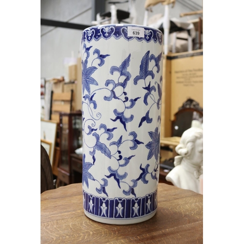 639 - Oriental porcelain cylinder umbrella or stick stand, approx 45 cm high