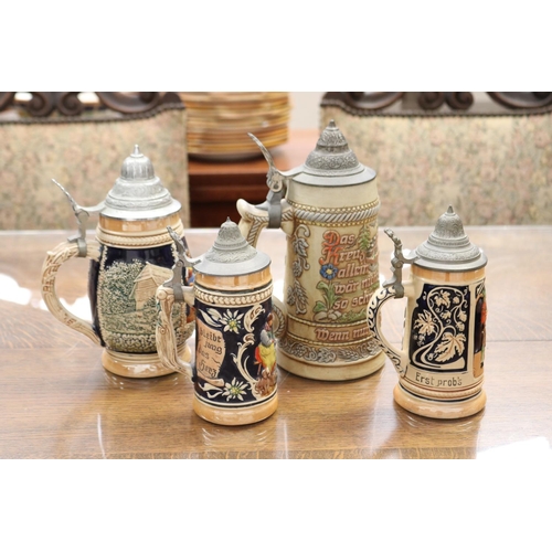 642 - Selection of Steins, approx 23cm H and shorter (4)