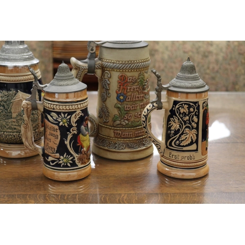 642 - Selection of Steins, approx 23cm H and shorter (4)