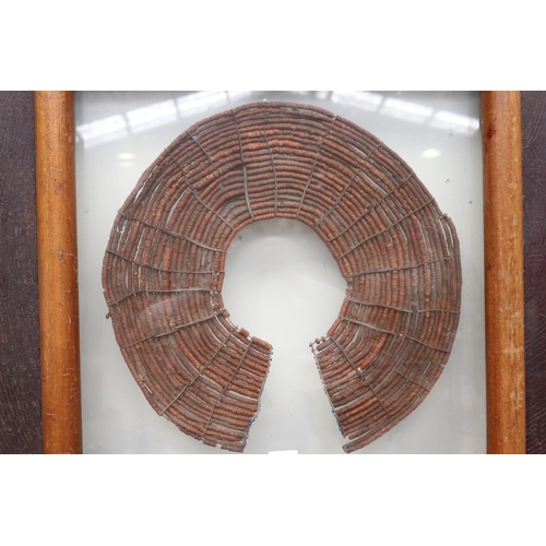 689 - Early African tribal made neck collar, shadow framed, approx 85cm x 85cm