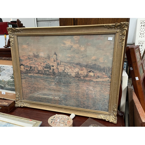 730 - Decorative print after Claude Monet, well framed, approx 48cm x 65cm