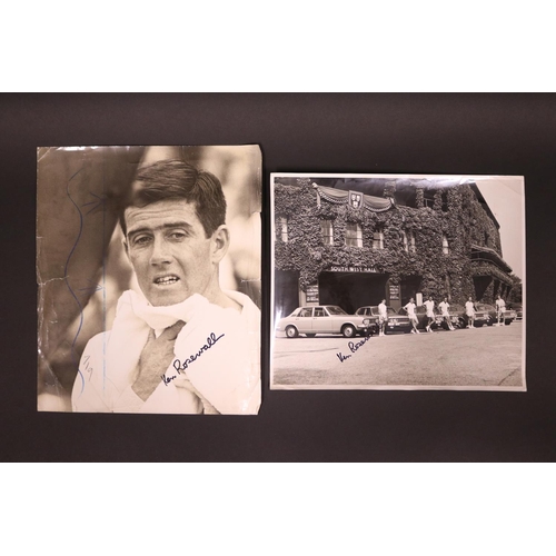 1136 - Large black and white photograph of Ken in 1956 along with one from 1967 signed by Ken, approx 32cm ... 