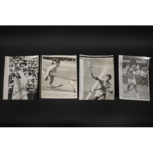 1137 - Black and white news press photographs of Ken at various tournaments over the years, signed by Ken, ... 