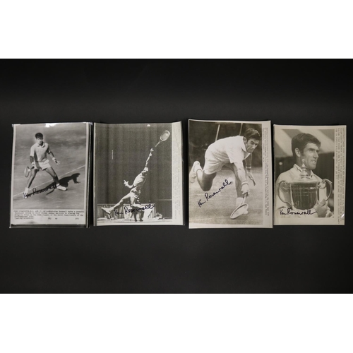 1137 - Black and white news press photographs of Ken at various tournaments over the years, signed by Ken, ... 