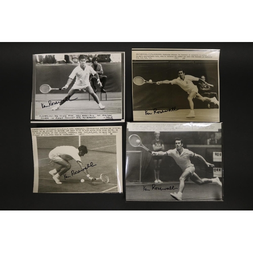 1137 - Black and white news press photographs of Ken at various tournaments over the years, signed by Ken, ... 