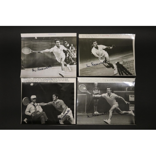 1137 - Black and white news press photographs of Ken at various tournaments over the years, signed by Ken, ... 