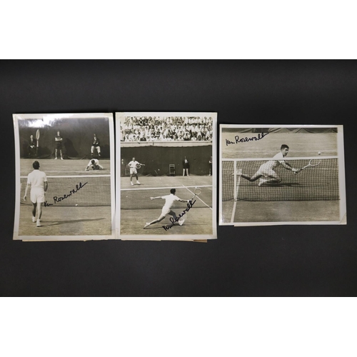 1142 - Assortment of black and white photographs Ken Rosewall defeats Vic Seixas, Davis Cup West side Tenni... 