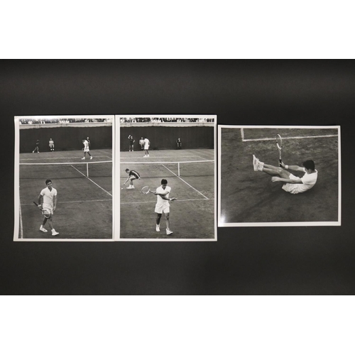 1157 - Collection of black and white photographs of Ken Rosewall in action, US Open Sept 24 1956, Sports Il... 