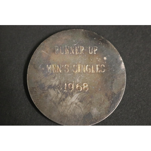 1086 - Tennis trophy medal, inscribed, PACIFIC SOUTHWEST TENNIS CHAMPIONSHIPS. RUNNER-UP MEN'S SINGLES 1968... 