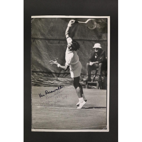 1165 - Large black and white photographs - action shots of Ken Rosewall, approx 35cm x 24cm & others. Prove... 