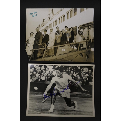 1169 - Assortment of photographs to include Ken Rosewall and Tony Trabert (USA) at Roland Garros, Paris 195... 