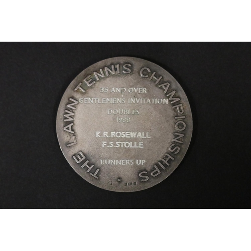 1033 - Wimbledon Tennis Trophy medal. Inscribed, THE LAWN TENNIS CHAMPIONSHIPS 35 AND OVER GENTLEMEN'S INVI... 