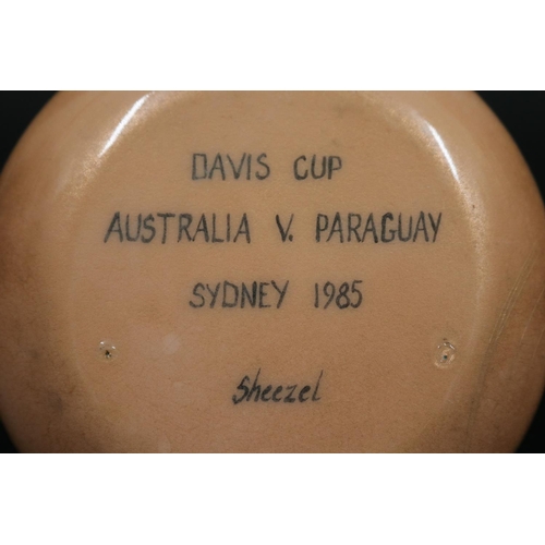 1107 - Enamel tray, marked DAVIS CUP AUSTRALIA V. PARAGUAY SYDNEY 1985, Australia defeated Paraguay 3-2 at ... 
