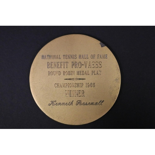 1123 - Tennis trophy medal. Inscribed, VAN ALEN SIMPLIFIED SCORING SYSTEM LAWN TENNIS. NATIONAL TENNIS HALL... 