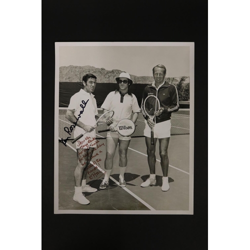 1184 - Signed photograph of Ken Rosewall with Elton Joh, at John Gardiner's tennis ranch. It Reads- Dear Ke... 