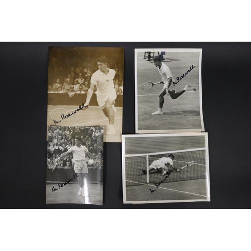 1186 - Forest Hills New York Pro Finals 1965? Wimbledon etc, see verso, Mostly signed by Ken, approx 30cm x... 