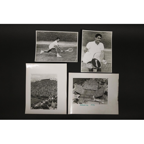 1187 - Assortment of black and white photographs, mainly of Ken Rosewall and stadiums he played, approx 20.... 