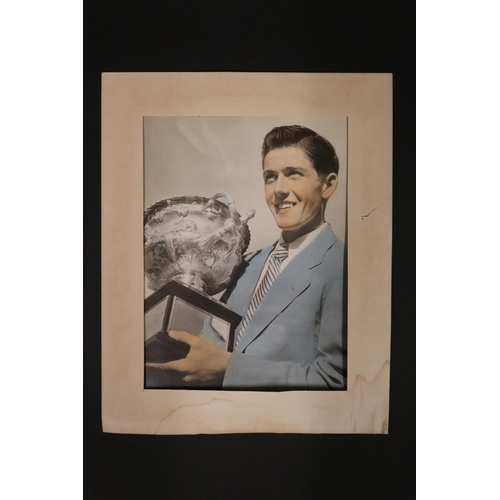 1193 - Coloured photograph of Ken Rosewall Australian Trophy Jan 1953, Kooyong Melbourne, for The Angus, ap... 