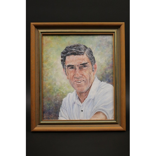 1238 - Ken Rosewall portrait, signed lower left. Approx 28cm x 24cm. Provenance: Ken Rosewall Collection