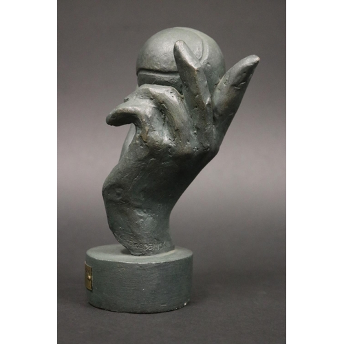 1322 - Award. LAURENCE BRODERICK (B.1935), British. Hand & tennis ball, signed verso. Plaque reads ITF 2008... 