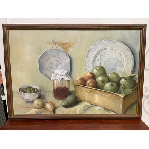 747 - A Werstak- Still life, oil on canvas, signed lower left and dated 92 49 cm x 73.5 cm
