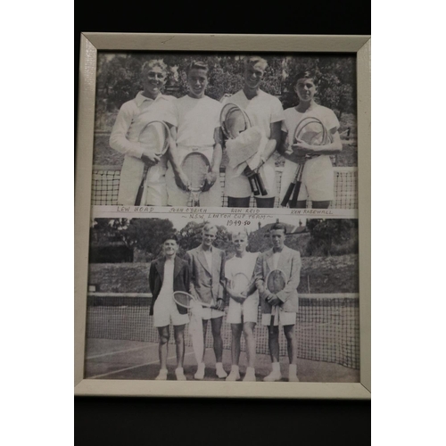 1190 - Framed print Lew Hoad, John O'Brien, Ron Reid and Ken Rosewall, NSW Linton Cup Team 1949-50 along wi... 