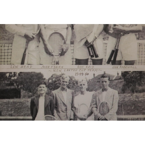 1190 - Framed print Lew Hoad, John O'Brien, Ron Reid and Ken Rosewall, NSW Linton Cup Team 1949-50 along wi... 