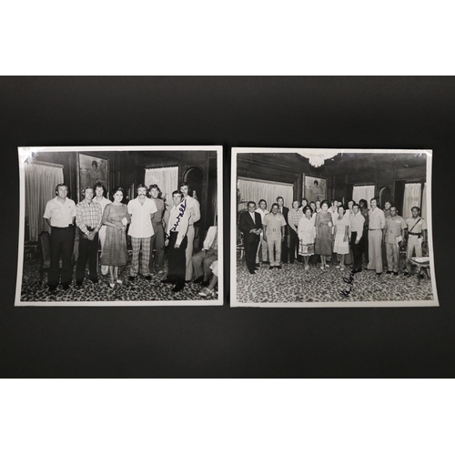 1217 - Black and white photograph, Australian tennis team meeting Imelda Marcos, William and Ken in the fro... 