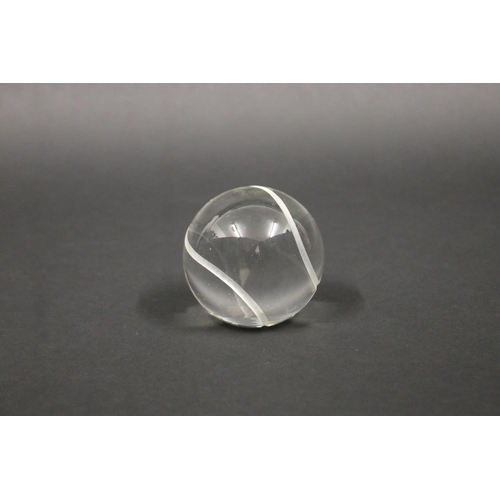 1309 - Tiffany & Co. Crystal Tennis Ball Paperweight. Approx 7cm Dia. Provenance: Ken Rosewall Collection