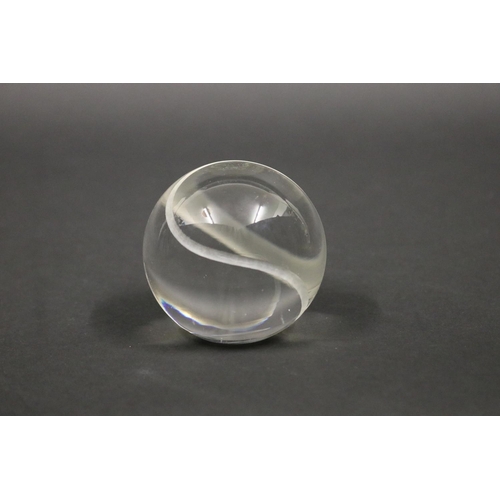 1309 - Tiffany & Co. Crystal Tennis Ball Paperweight. Approx 7cm Dia. Provenance: Ken Rosewall Collection