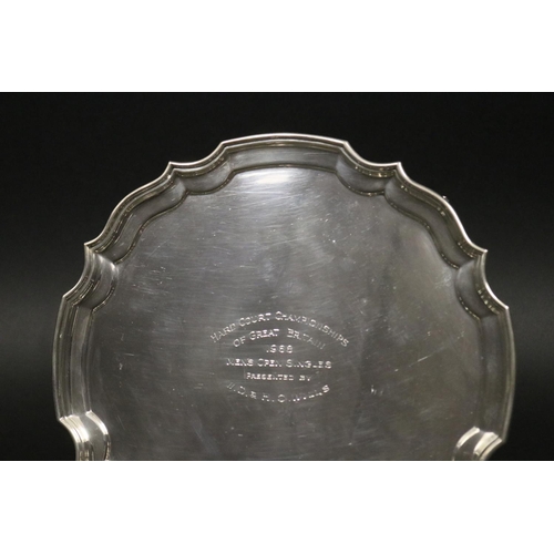 1044 - Tennis trophy in the form a tray. Inscribed, HARD COURT CHAMPIONSHIPS OF GREAT BRITAIN 1968 MEN'S OP... 