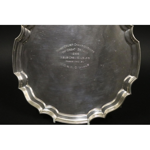 1044 - Tennis trophy in the form a tray. Inscribed, HARD COURT CHAMPIONSHIPS OF GREAT BRITAIN 1968 MEN'S OP... 