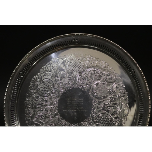 1250 - Presentation tray, inscribed KEN ROSEWALL With our thanks and appreciation for 6th January, 1959 JAC... 