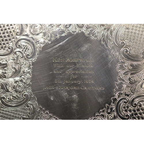 1250 - Presentation tray, inscribed KEN ROSEWALL With our thanks and appreciation for 6th January, 1959 JAC... 