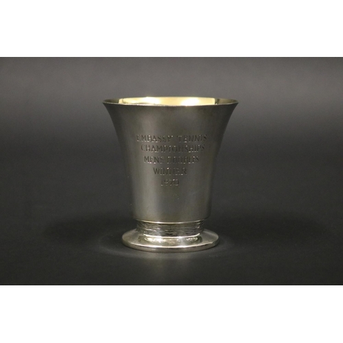 1256 - Tennis trophy cup. Inscribed EMBASSY TENNIS CHAMPIONSHIPS MEN'S DOUBLES WINNER 1970. Sterling silver... 