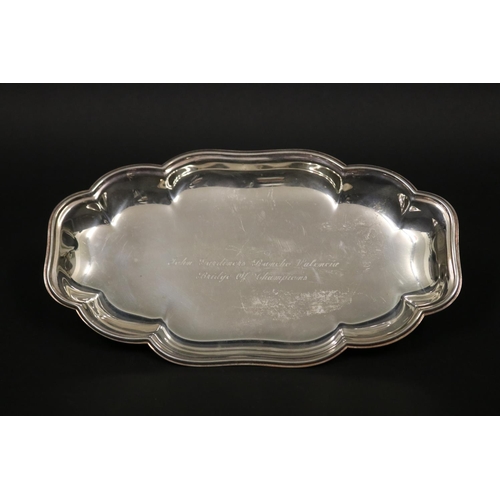 1258 - Tray, inscribed John Gardiners Rancho Valencia Bridge of Champions. Approx 30cm x 18cm. Provenance: ... 