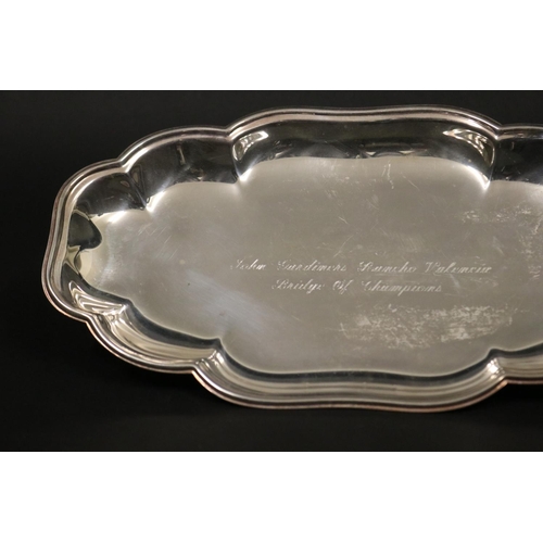 1258 - Tray, inscribed John Gardiners Rancho Valencia Bridge of Champions. Approx 30cm x 18cm. Provenance: ... 