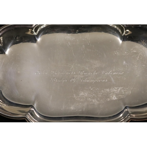 1258 - Tray, inscribed John Gardiners Rancho Valencia Bridge of Champions. Approx 30cm x 18cm. Provenance: ... 