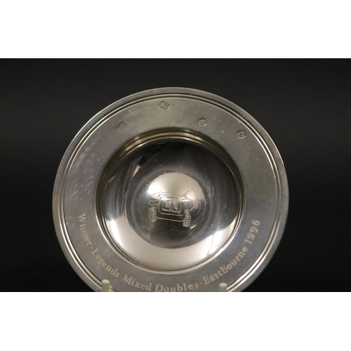 1189 - Tennis trophy. Inscribed, Winner - Legends Mixed Doubles - Eastbourne 1996. Sterling silver. Approx ... 