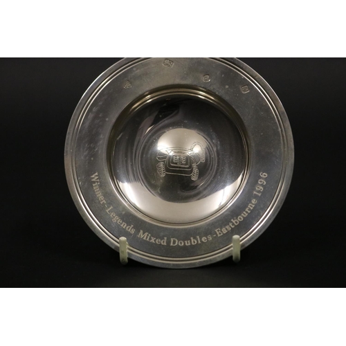 1189 - Tennis trophy. Inscribed, Winner - Legends Mixed Doubles - Eastbourne 1996. Sterling silver. Approx ... 