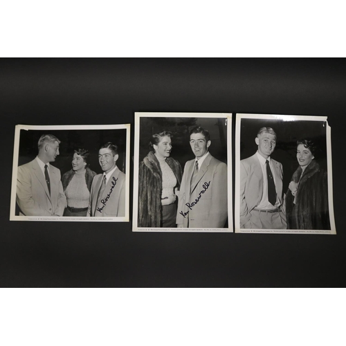 1263 - Black and white photographs at Universal Pictures, see verso, both signed by Ken, approx 25cm x 21cm... 