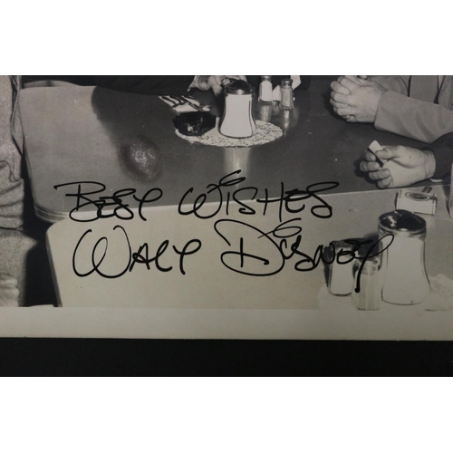 1269 - Signed black and white Studio photograph of Walt Disney, with Ken Rosewall, Lew Hoad and Merv Rose, ... 