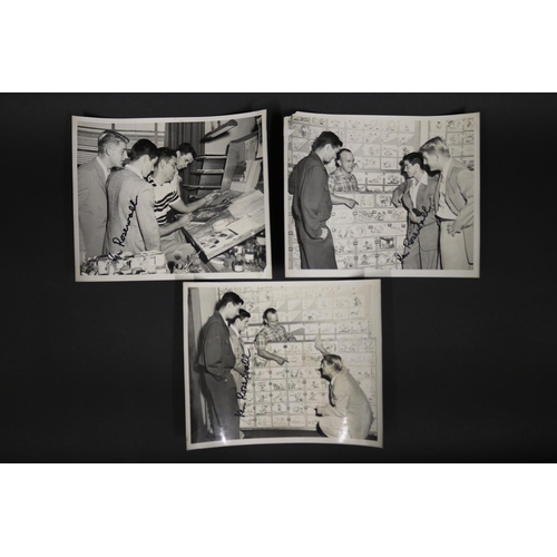 1270 - Three black and white photographs at Walt Disney Studios, 1952, to include Jack Hannah, with Merv Ro... 